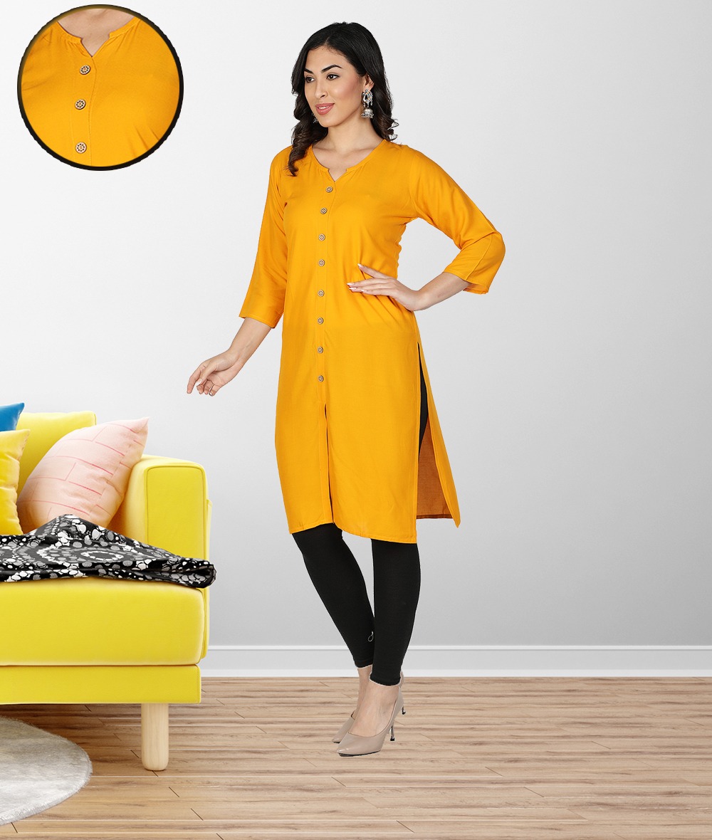 Buy Jaipur Kurti Women Yellow Yoke Design Handloom Straight Kurta with  Trousers Online